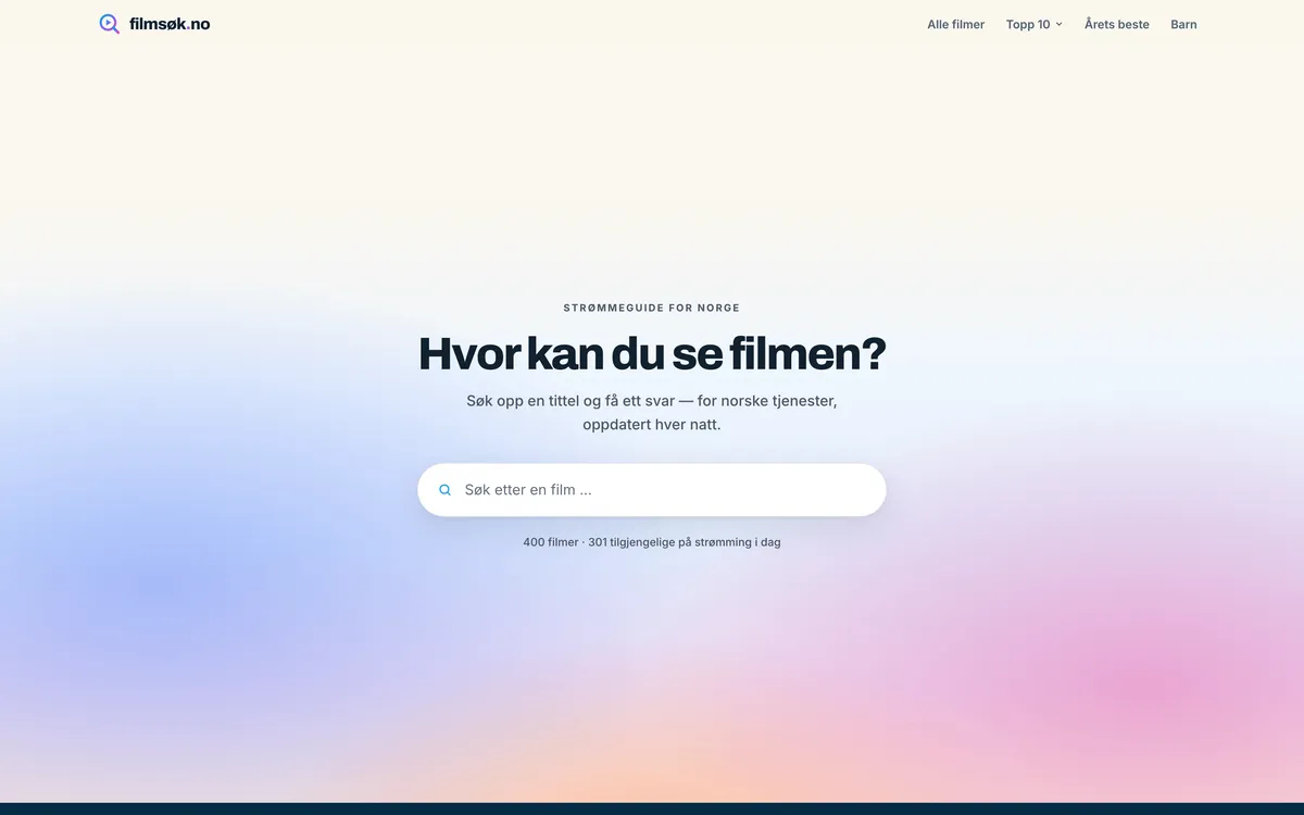 Skjermbilde av filmsøk.no