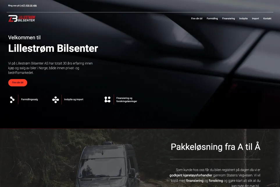 Skjermbilde av Lillestrøm Bilsenter AS